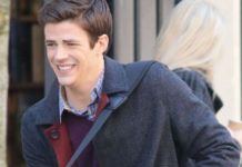 FLASH : Grant Gustin on the set, 10 april 2014