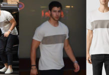 STYLE : Nick Jonas wearing an All Saints t-shirt