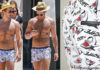 STYLE : Nico Tortorella wearing Philipp Plein swim shorts