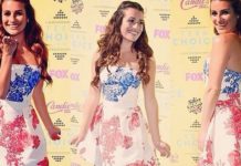 TEEN CHOICE AWARDS : Lea Michele wins in Monique Lhuillier