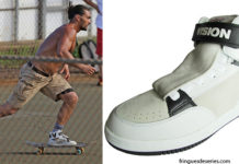 STYLE : Jason Momoa skateboarding shirtless with Vision Street Wear sneakers