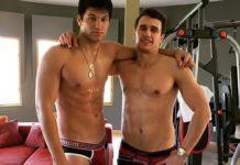SEXY : Keegan Allen and James Franco on a set