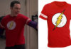 STYLE : Sheldon with The Flash logo red t-shirt in #tbbt s9ep14