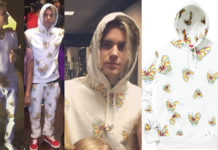 STYLE : Justin Bieber with Supreme Gonz Butterfly hoodie