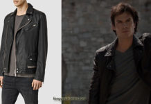 THE VAMPIRE DIARIES : Damon in ALL SAINTS leather jacket in s7ep22