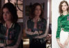 PRETTY LITTLE LIARS : Aria Montgomery (Lucy Hale) with a green varsity jacket in s7ep09