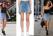 STYLE : Kendall Jenner and Bella Hadid with the same RE/DONE denim skirt