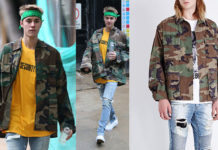 STYLE : Justin Bieber in a camo shirt