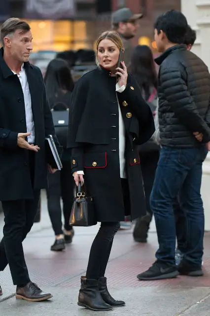 Olivia Palermo is seen strolling streets of Soho in New York. She was wearing a long coat, white top, black boots and a black handbag for her outing. 18 Nov 2016 Pictured: Olivia Palermo. Photo credit: TM / MEGA TheMegaAgency.com +1 888 505 6342