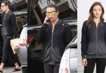 STYLE : Lea Michele wearing a distressed hoodie