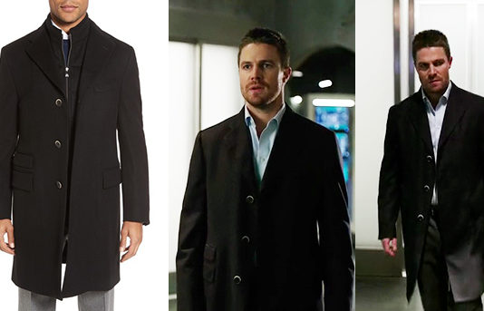 ARROW : Oliver Queen with a Corneliani coat in s5ep09