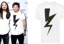 STYLE : Louis Tomlinson wearing a lightning bolt logo t-shirt from Neil Barrett