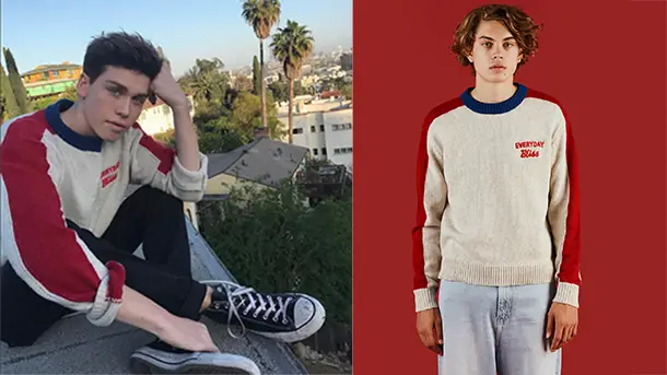 STYLE : Aidan Alexander with a very nice UNIF sweater