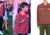 COACHELLA 2017 : Louis Tomlinson with an Umbro x Off-White Tartan Cotton Flannel Shirt