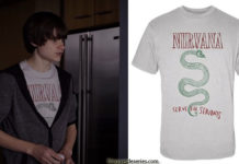 WAYWARD PINES : Ben Burke with a Nirvana print t-shirt in s1ep02