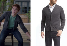 RIVERDALE : Gray silk cotton cashmere cardigan for Archie in S1ep01