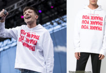 STYLE : Louis Tomlinson with a Raf Simons thank you print hoodie