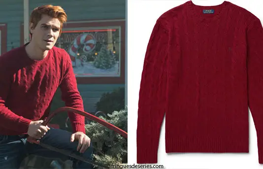 RIVERDALE : red cable-knit sweater for Archie in s2ep09