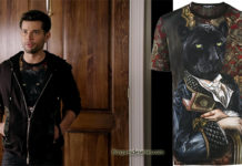 DYNASTY : Sammy Jo with a panther portrait print t-shirt