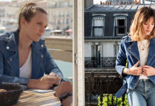 DEMAIN NOUS APPARTIENT : le perfecto bleu en suède de Lucie dans l’épisode 259