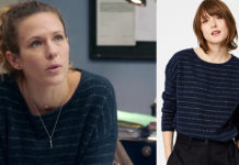 DEMAIN NOUS APPARTIENT : le pull bleu à fil lurex de Lucie dans l’épisode 401