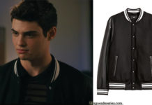 THE PERFECT DATE : black basketball jacket for Brooks Rattigan (Noah Centineo)