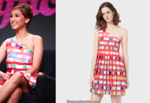 STYLE : checkered pink dress for Brenda Song at the TCA Summer Press Tour, in Beverly Hills, Calif. Jul 26, 2019