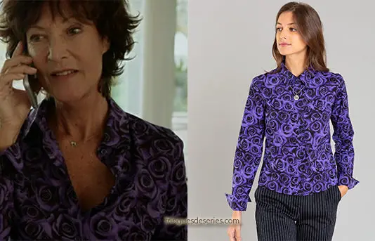 UN SI GRAND SOLEIL : la chemise violette imprimé roses d’Elisabeth dans l’épisode 345