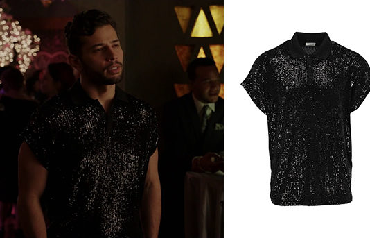DYNASTY : Sam’s black sequinned shirt in S3E14