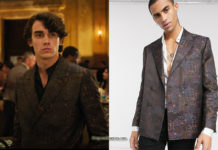 13 REASONS WHY : Winston’s maroon jacquard print blazer in S4E09