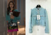 EMILY IN PARIS : Emily’s Blue Turquoise Jacket Cardigan in S1E02