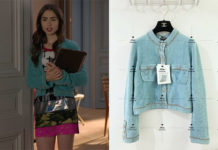EMILY IN PARIS : Emily’s Blue Turquoise Jacket Cardigan in S1E02