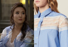 EMILY IN PARIS : Mindy’s striped blue shirt in S1E05