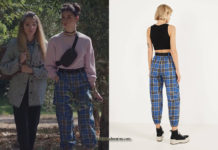 ICI TOUT COMMENCE : le pantalon cargo tartan bleu de Célia dans l’épisode 7