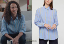 DEMAIN NOUS APPARTIENT : la chemise bleue à rayures jaunes de Clémentine dans l’épisode 790