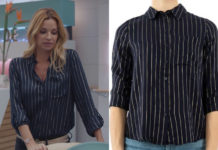 DEMAIN NOUS APPARTIENT : la chemise couleur nuit à rayures dorées de Chloé dans l’épisode 819