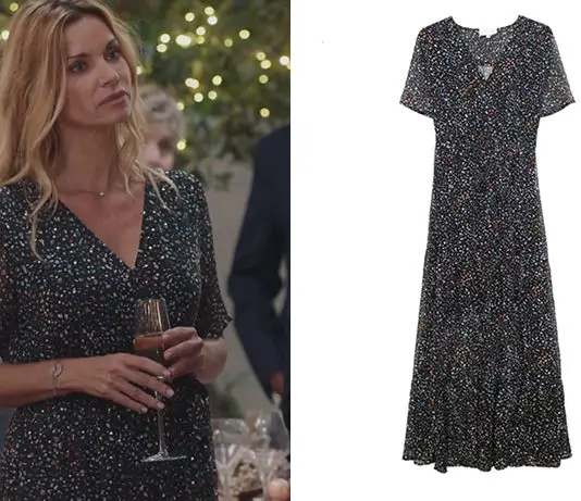 ICI TOUT COMMENCE : la robe marine à motifs de Chloé pour le déjeuner de Noël dans l’épisode 40