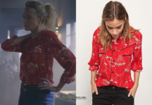 BALTHAZAR : la chemise rouge d’Hélène dans l’épisode 8 de la 3e saison