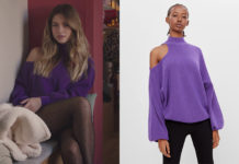 ICI TOUT COMMENCE : le pull mauve à épaule dénudée de Charlène dans l’épisode 60