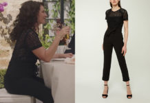 ICI TOUT COMMENCE : la combi pantalon noire de Clotilde au mariage de Salomé