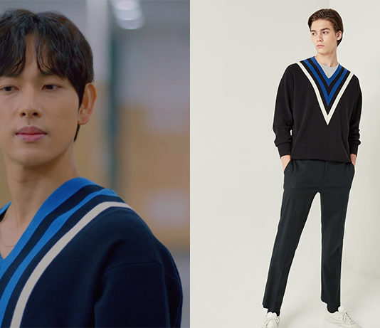 RUN ON : Ki Seon-Gyeom’s dark navy v-neck sweater in S1E04