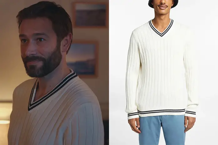 DEMAIN NOUS APPARTIENT : le pull blanc col V de Xavier dans l’épisode 868