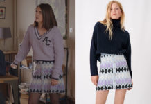 DEMAIN NOUS APPARTIENT : la jupe jacquard couleur parme de Charlie dans l’épisode 883