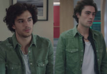 ICI TOUT COMMENCE : la surchemise kaki en denim déchiré de Greg dans l’épisode 112