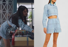 DEMAIN NOUS APPARTIENT : l’ensemble veste short bleu à carreaux de Camille dans l’épisode 958