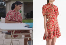 DEMAIN NOUS APPARTIENT : la robe rouge imprimé cachemire de Lou dans l’épisode 943