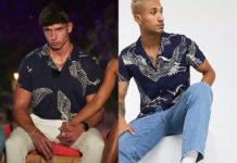 TOO HOT TO HANDLE : Cam’s birds print navy shirt in S2E10