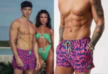 TOO HOT TO HANDLE : Cam’s pink and blue swim shorts in S2E01