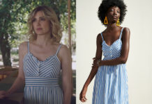 ICI TOUT COMMENCE : la robe à rayures bleues de Constance dans l’épisode 191