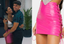 TOO HOT TO HANDLE : Emily’s Pink Faux Leather Lace Up Detail Mini Skirt